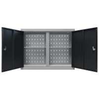 vidaXL Armario de herramientas de pared industrial metal gris y negro - details 4