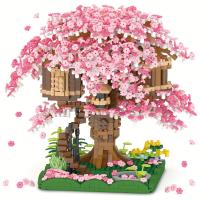 Juguete Educativo Para Niños Casa En Un Árbol De Cerezo Miniatura Bloques De Construcción Micro De Alta Calidad Con Flor De Cerezo Para Juego De Construcción - details 1