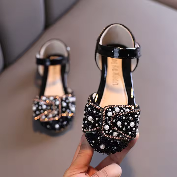 Sandalias De Crystals Para Niñas Moda Boda Fiesta Danza Performance Zapatos De Princesa Antideslizantes Talla Verdadera Para Edad 4-6Años - 1