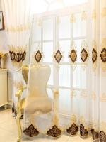 Cortina De Tules Bordadas Elegantes Con Flores Para Sala De Estar Y Dormitorio Voile Transparente Lujo Cortina De Encaje Para Ventanas Francesas - details 10