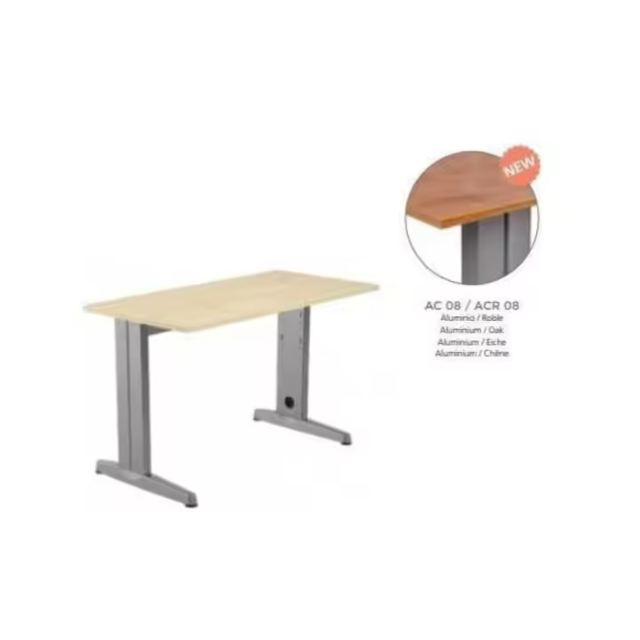 MESA DE METAL ROCADA TAMAÃ‘O DE 180X80 CM COLOR ALUMINIO/ROBLE - 1