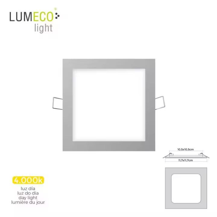 Mini downlight led empotrable cuadrado 6w 4000k luz día Color cromo 11.7x11.7cm EDM - 1