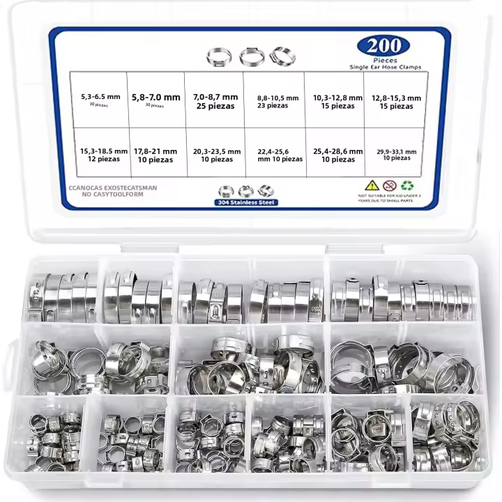 Kit De 200 Piezas De Tornillos De Tubo De Acero Inoxidable 304 Tamaños Variados Para Seguridad De Tubos Y Automóviles - 1