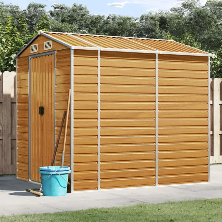 vidaXL Caseta de jardín acero galvanizado marrón claro 191x215x198 cm - 1