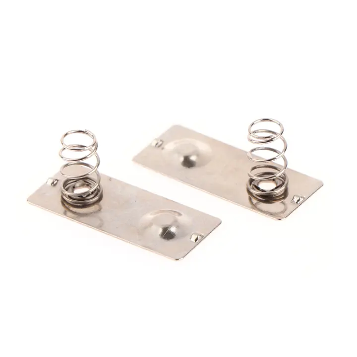 10pcs Placas De Contacto De Resorte Metálico Para Batería AA Tamaño 27*11.6mm Unidireccional Placa De Agujero De Plata - 1
