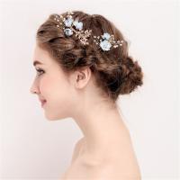 Peine De Boda Lujo Azul Con Flores Y Hojas Doradas Accesorios De Cabello Para Mujer Joyería Para El Cabello Clásica Para Fiesta Y Novia - details 0