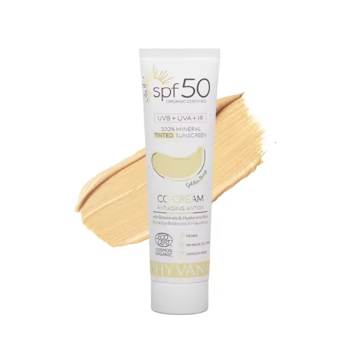 Protector Solar Facial 100% Natural Mineral SPF 50 | CC-cream con color | DHYVANA - 1