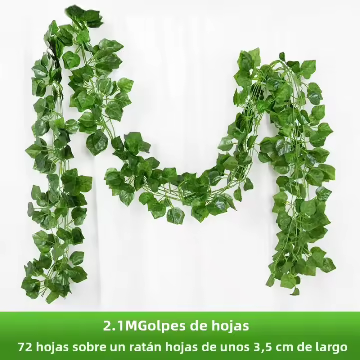 Guirnalda De Hojas De Iva Artificial De 2.1M En Seda Para Decoración De Hogar Jardín Boda Fiesta DIY Hojas Falsas De Vínculo Colgante - 1