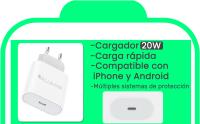 Cargador para iPhone 20W y Android carga rápida Alumar incluye cable USB tipo C y cable lightning, cargador iPhone 15 carga rápida - details 0