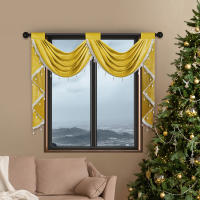Valance Festivo De Navidad Rojo De Terciopelo Suave Con Caída Rod Pocket Para Decoración Del Hogar Y Cocina Uso Moderno Y Lujo - details 9