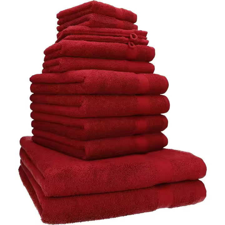 Premium Juego de Toallas de 12 Piezas - 2X Toallas de Ducha - 4X Toallas de Manos - 2X Toallas de Invitados - 2X Toallas de chorro-2X Manoplas de baño - Rojo Rubí - 1