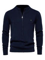Chaqueta De Invierno Para Hombre Estilo Europeo Zipper Color Sólido Suéter De Poliéster Y Spandex Cierre De Cremallera Moda De Oficina - details 2