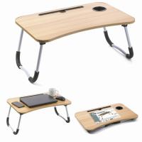 Mesa Ordenador Plegable Color Madera 60 x 40x 26cm Mesa para Portatil Cama, Mesa Ordenador Ranura para Taza, Soporte para Tablet, Mesa para Cama, Sofa, Suelo 29267 - details 1