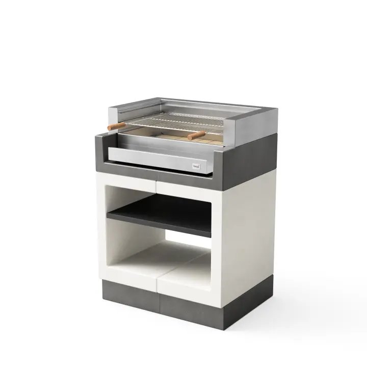 TUOZI - Barbacoa de Obra para Leña y Carbón Modelo KITAWAY GRILL ACERO INOXIDABLE (Gris/Blanco - 84 x 63 x 115 cm) REF: T00977 - 1