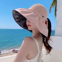 Sombrero De Paja Panamá Para Mujer Verano Protección UV Plegable Amplio Sombrilla De Playa Casual Ajustable Tamaño Free - details 14
