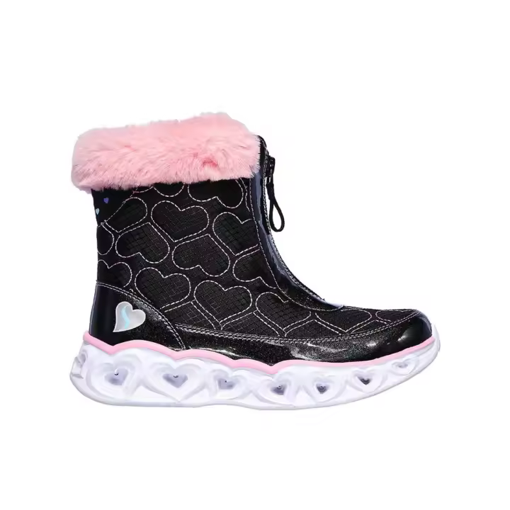 Botines Skechers Heart Lights Negro Rosa Niña - 1