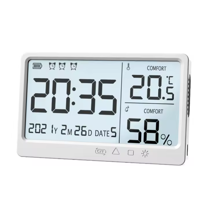 Estación Meteorológica Electrónica Con Termómetro Y Higrómetro Precisión Alta Pantalla LCD Reloj De Alarma Para El Hogar - 1