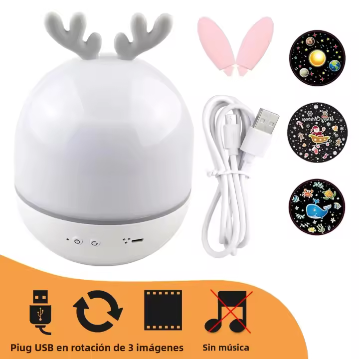 Proyector De Música Roterende Lámpara De Noche BT Speaker LED Con Proyección De Estrellas Para Dormitorio De Niños Y Bebés - 1