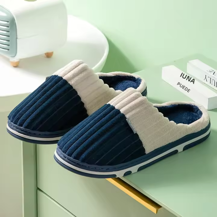 Zapatillas De Casa Para Hombres Y Mujeres Invierno Calientes De Peluche Algodón Con Tacón Alto Suela EVA Zapatos Unisex - 1