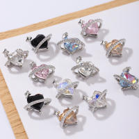30pcs Decoración De Uñas En Forma De Corazón Y Planeta Estilo Metálico Y2K Con Diamantes De Color Plata Adornos De Aleación De Rhinestone Para DIY - details 5