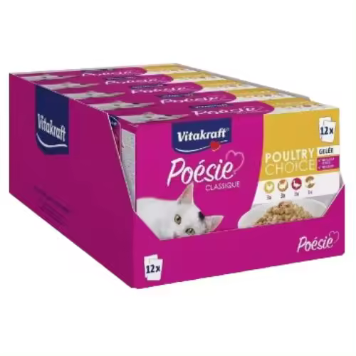 VITAKRAFT - Poésie Classique Comida Húmeda para Gatos, Pack de 60 o 120 Bolsas, Variedad de Sabores (Aves de Corral en Gelatina, Carnes en Salsa, Mixto Carne y Pescado) - 1