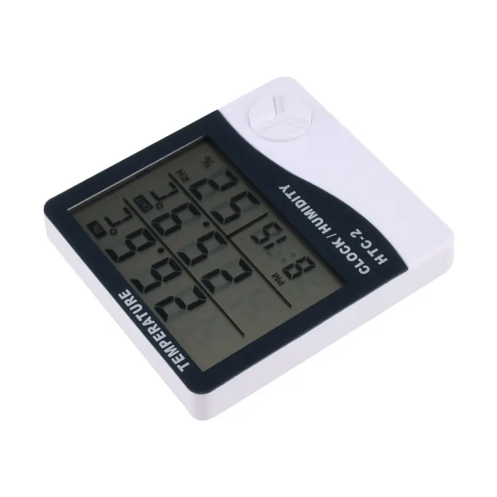 Medidor De Temperatura Y Humedad Digital LCD HTC-2 Estación Meteorológica Para Interior Y Exterior Con Reloj Thermómetro Hygrometer - 1