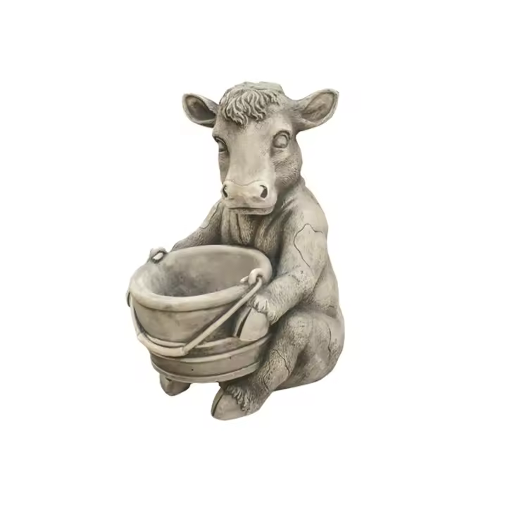 Escultura de Piedra Vaca Lechera para Jardín, 26x26x35cm - AnaParra - 1