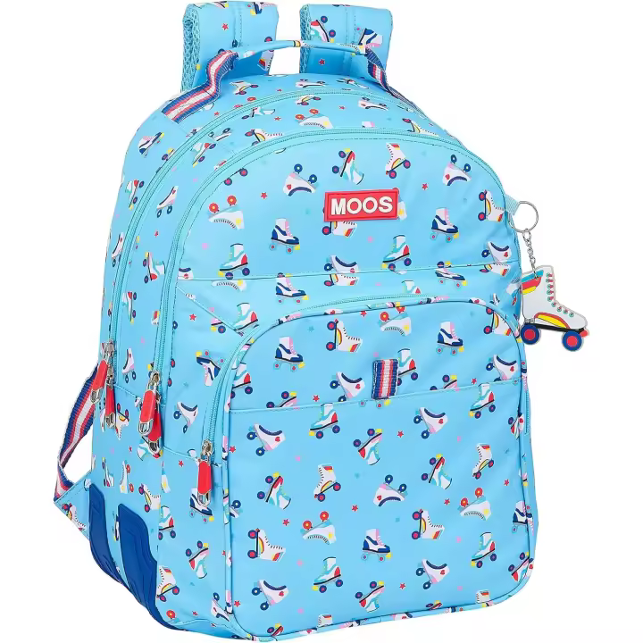 Mochila escolar con ruedas Safta Moos Roller azul, resistente y ligera 32x15x42cm - 1
