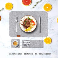 Juego De 6 Tapetes De Comedor De Lana Resistente Al Calor Fácil De Limpiar Antideslizante Lavable Tapete De Taza Para Mesa - details 7