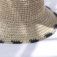 Sombrero De Paja Tejido En Crochet Sombrero De Barril Para Mujer Protección UV Sombreros De Playa Plegables Verano Con Visera - details 6