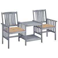vidaXL Sillas de jardín con mesita y cojines madera maciza acacia en color Taupé/Crema/Verde y más | cómodas modernas ergonómicas para comedor cocina salón hogar - details 4