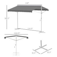 Outsunny Toldo de Pie Independiente 300x295x260 cm con Manivela Doble Cara Ángulo Ajustable Portátil Protección Solar para Jardín Terraza Patio Gris - details 2