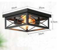 Lámpara De Techo Estilo Retro Americano Industrial Para Sala De Estar Corredor Comedor Cocina Dormitorio Balcón Material Metálico Y Vidrio - details 2