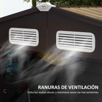 Outsunny Cobertizo de Jardín 190x131x188 cm Caseta Exterior Casa de Herramientas con 2 Ventanas de Ventilación y Puerta para Patio Terraza Balcón Roble - details 4