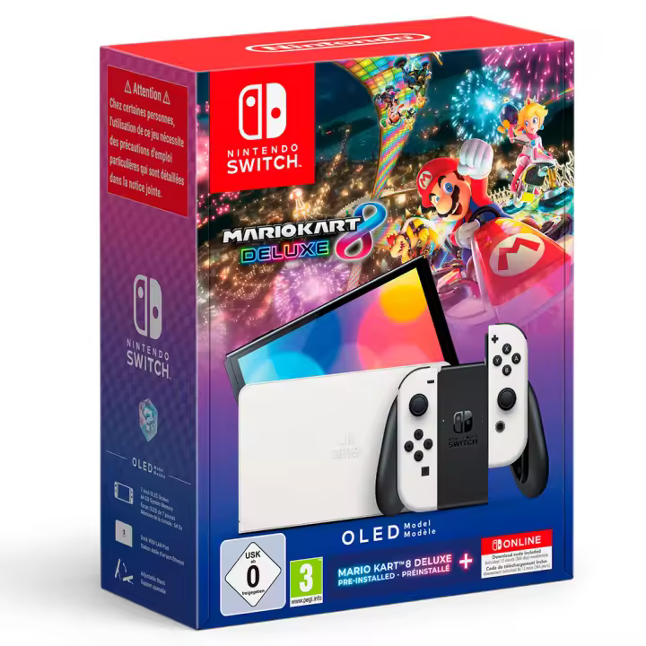 CONSOLA NINTENDO SWITCH OLED BLANCA + MARIO KART 8 DELUXE + 12 MESES NINTENDO ONLINE - Nueva a Estrenar - Pal España - 1