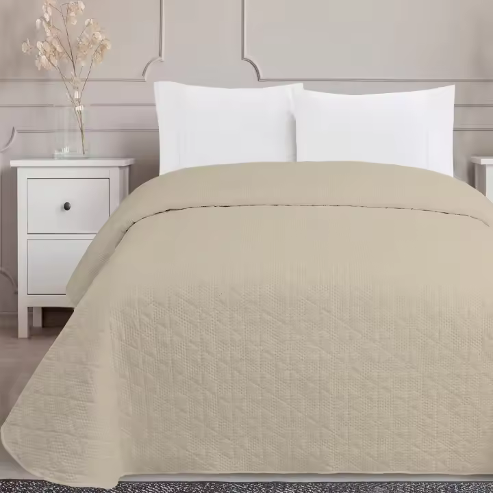 Vivid Torral by El Jinete Hogar - Colcha Bouti Verano Estrella Beige Lisa Reversible (No Incluye Fundas De Cojines) Poliéster, Fresquita, Transpirable, Diseño, Primavera, Verano - 1