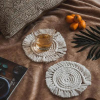 Mantelera De Algodón Tejida a Mano Estilo Bohemio Con Borlas No Esmerilada Antideslizante Para Taza Alfombrilla De Mesa Decorativa - details 16