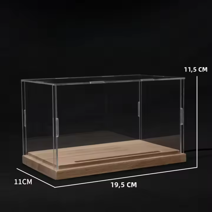 Caja De Exhibición De Coche a Escala 1:9 1:24 1:32 Con LED Y Base De Madera Cubierta De Polvo De Acrílico Transparente Para Juguetes Y Modelos - 1