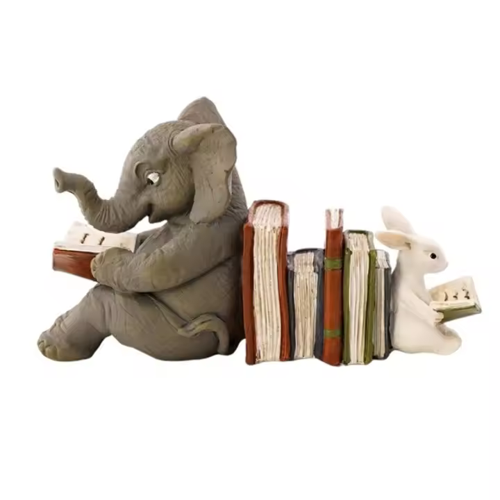 Elefante Y Conejo Lectura Estatua De Resina Adorno Animal Decoración Para El Hogar Estilo Moderno Sin Personalizar - 1