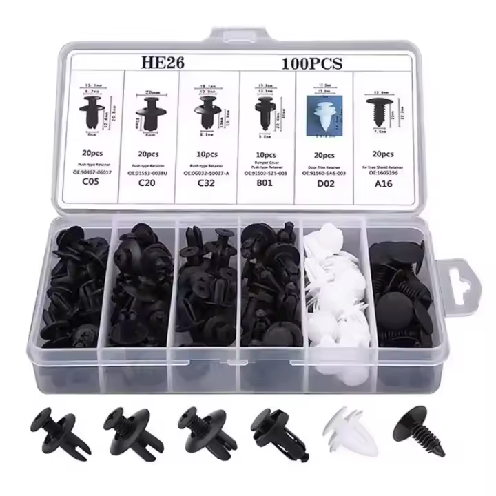 100pcs Herramientas De Desmontaje Para Coche Clips Plásticos Mixtos Retenciónde Puertas Y Remoción De Productos Con Tornillos Y Clavos - 1