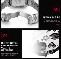 Reloj De Pulsera De Lujo Para Hombres MEGIR De Acero Inoxidable Cuarzo Emprendedor Con Dial Grande Luminoso Cronógrafo Resistente Al Agua Estilo Business - details 6