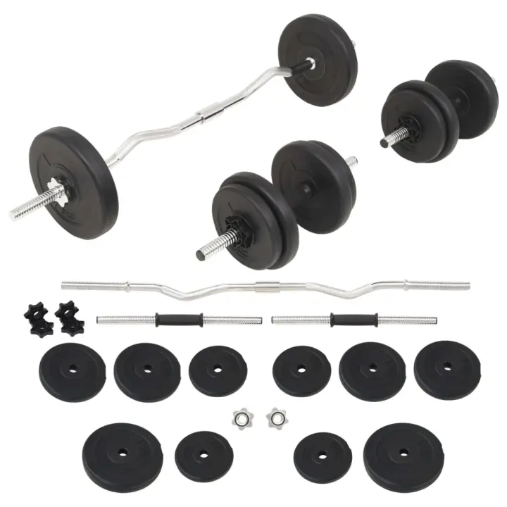 vidaXL Juego de Barras y Mancuernas con Discos Equipo de Pesas Libres Peso 30 kg, 60 kg - 1
