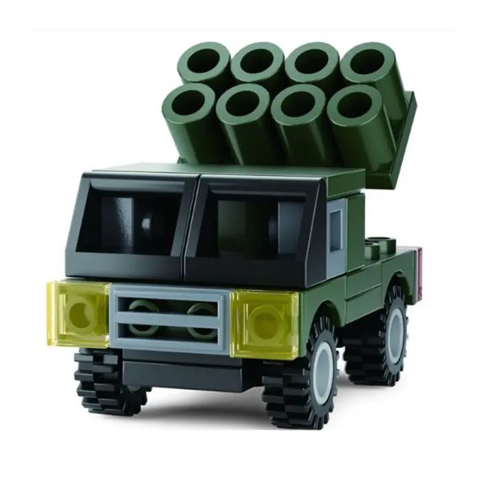 Sluban mini camión ejército con lanzacohetes color verde de 44 piezas - 1