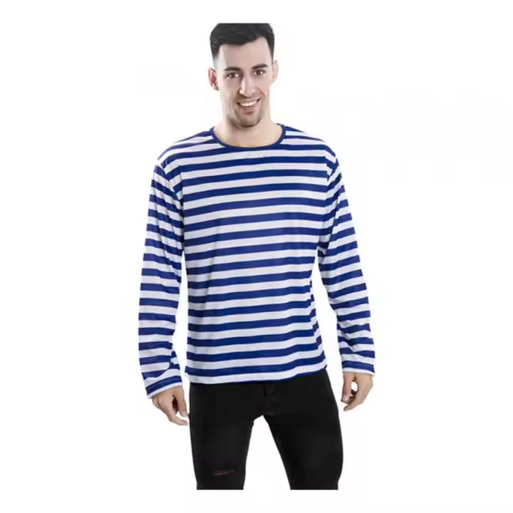 Eurocarnavales Camiseta con rayas azules y blancas para adultos - 1