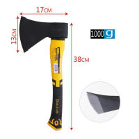 EasySpeed Hacha de Mano, Hacha de Jardinería para Troncos, Ramas y Leña, Cabezal Acero al Carbono A613, Mango de Fibra de Vidrio Antideslizante, Corte Preciso para Jardiín y Camping, Uso Doméstico y Profesional, Negro y Amarillo - details 4