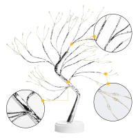Lámpara De Mesa Árbol De Noche LED Con Encendido Por Toque Y USB/Batería Decoración De Flores Artificiales Bonsái Para Escritorio - details 12