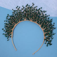 Diadema De Boda Con Perlas Y Cristales Para Mujer Joyería De Cabello Tiara Dorada Accesorios De Cabello Flor Headdress Ornamento - details 5