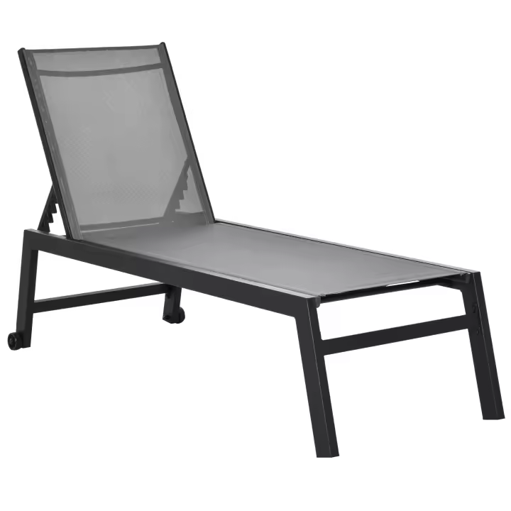 Outsunny Tumbona Multiposiciones de Jardín con Respaldo Reclinable en 5 Posiciones de Aluminio y texteline Carga 120 kg para Patio Terraza 169x65x102 cm - 1