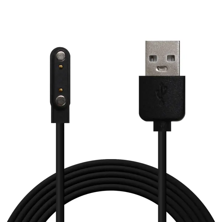 Ociodual Cable Carga Magnética Negro 2 Pines con Espaciado Separación de 7,62mm para Smartwatch Cargador Magnético USB Dos Imanes Recambio Repuesto Reemplazo Reloj Inteligente - 1
