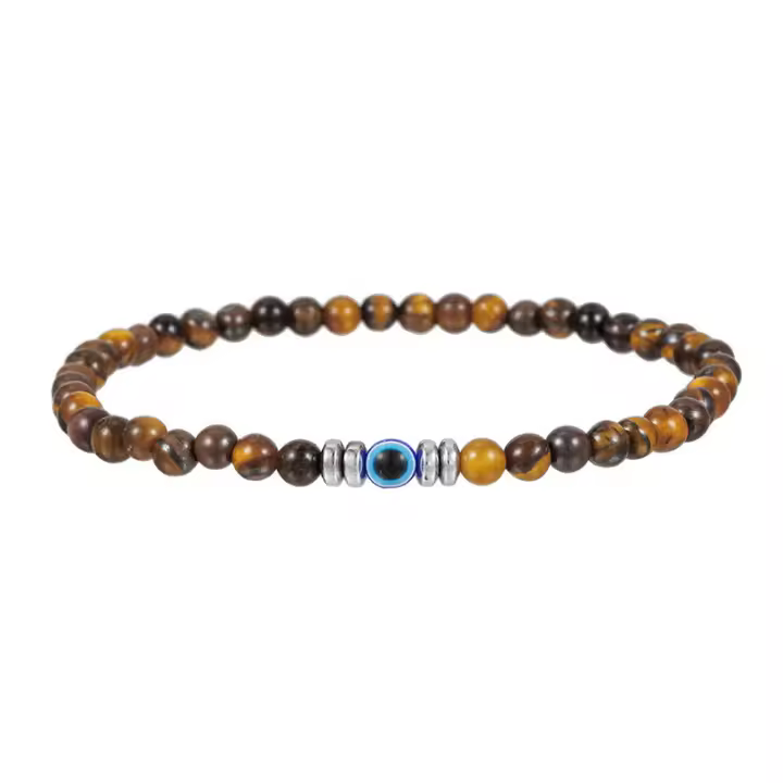 Pulsera De Piedra Natural 4mm Para Hombres Y Mujeres Pulsera De Ojo De Maléfica Suave Y Redonda Para Parejas De Regalo - 1